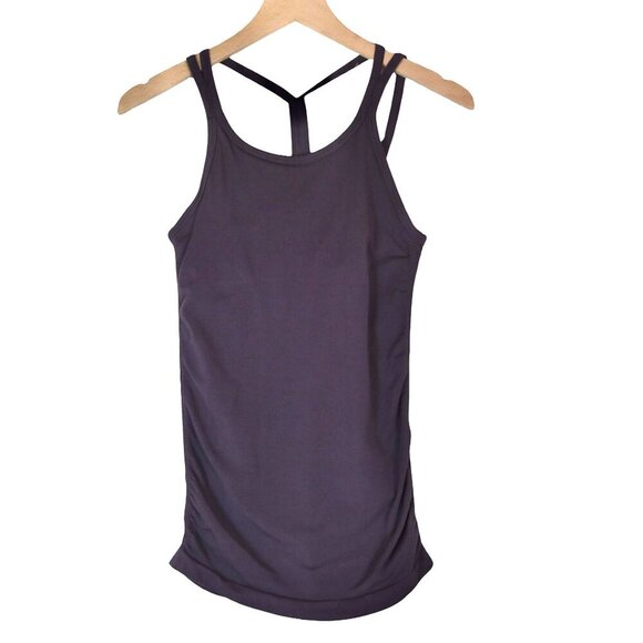 Fabletics Double Strap Back Tank Top Size S Purple Built-In Bra Yoga Pilates - Picture 1 of 5